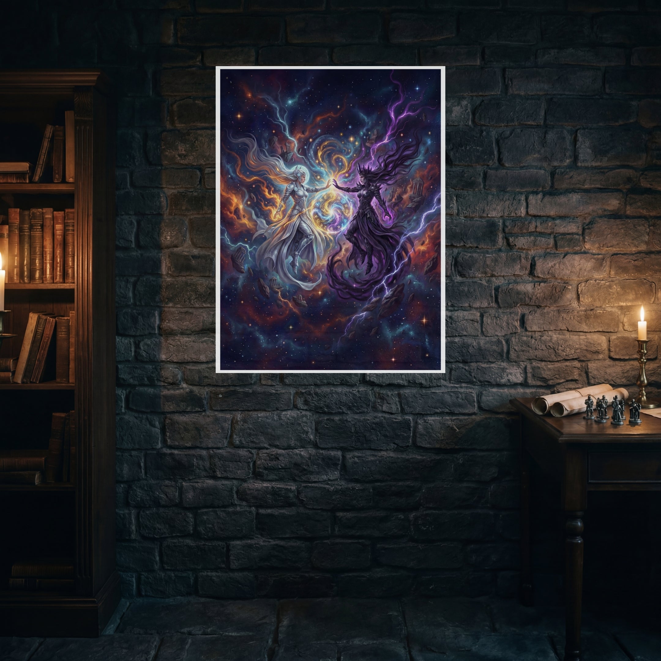 Shar & Selûne – Print de Arte Fantástico Premium | Inspirado en D&D y Faerûn