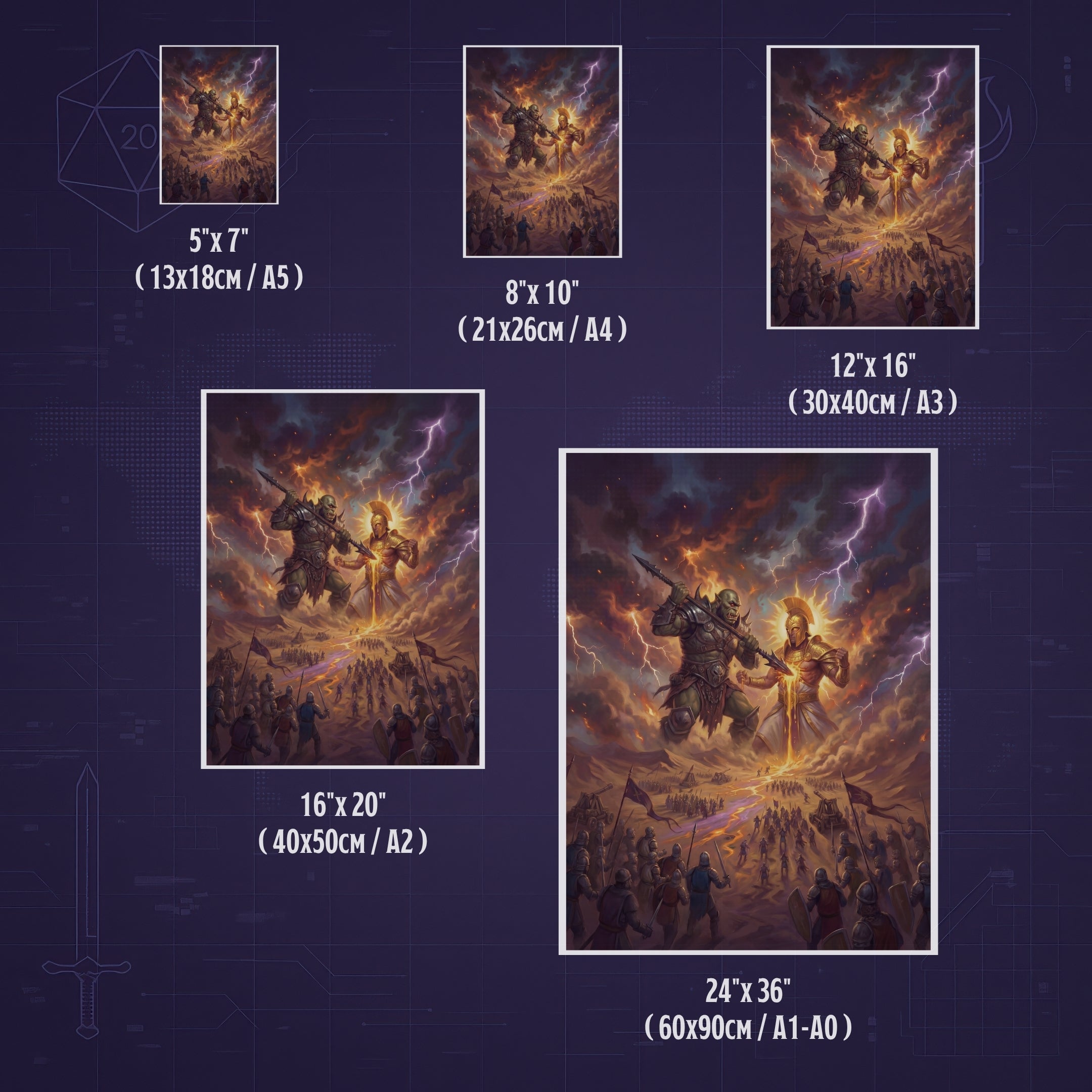 La Batalla de los Dioses – Print de Arte Fantástico Premium | Inspirado en D&D y Faerûn