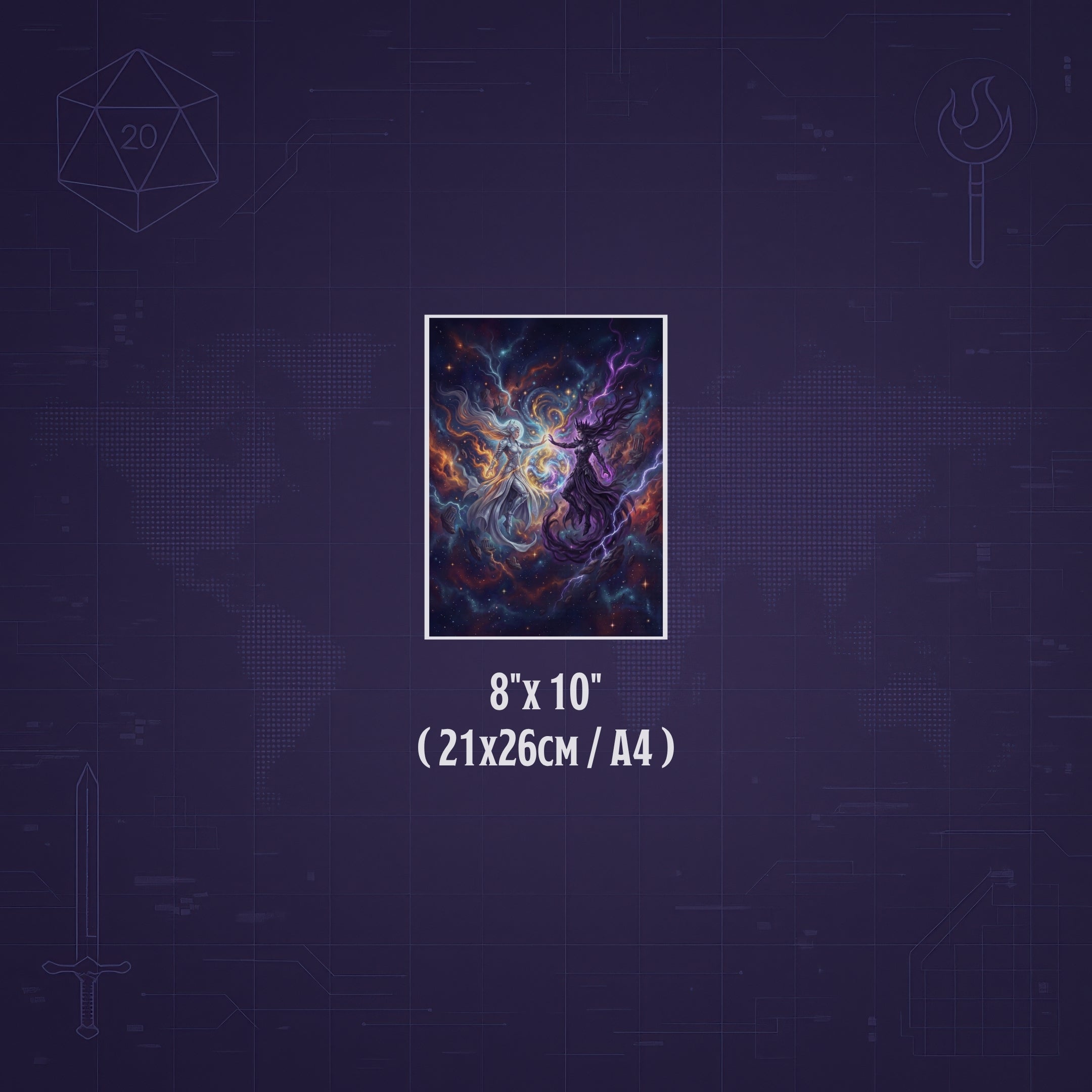 Shar & Selûne – Print de Arte Fantástico Premium | Inspirado en D&D y Faerûn