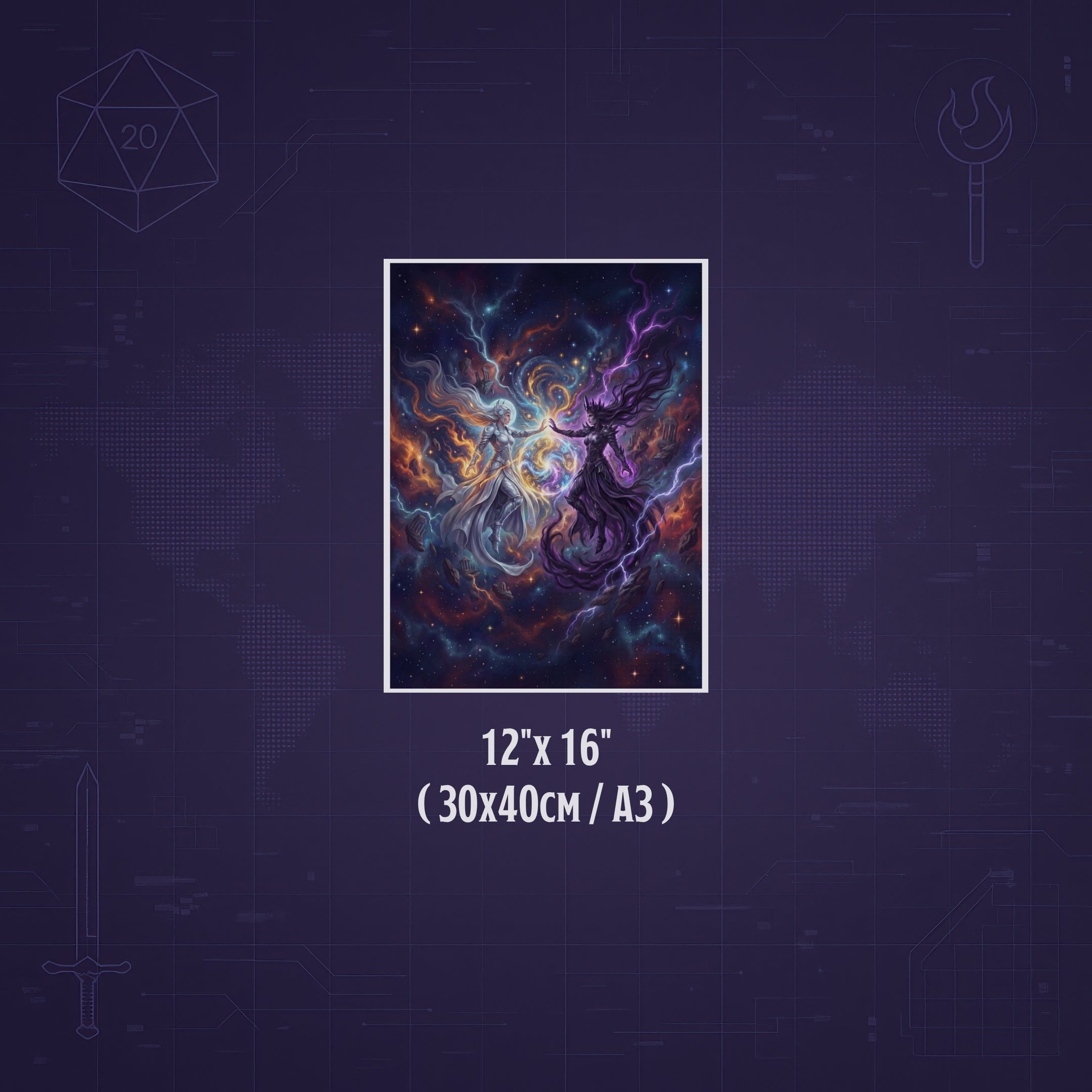 Shar & Selûne – Print de Arte Fantástico Premium | Inspirado en D&D y Faerûn