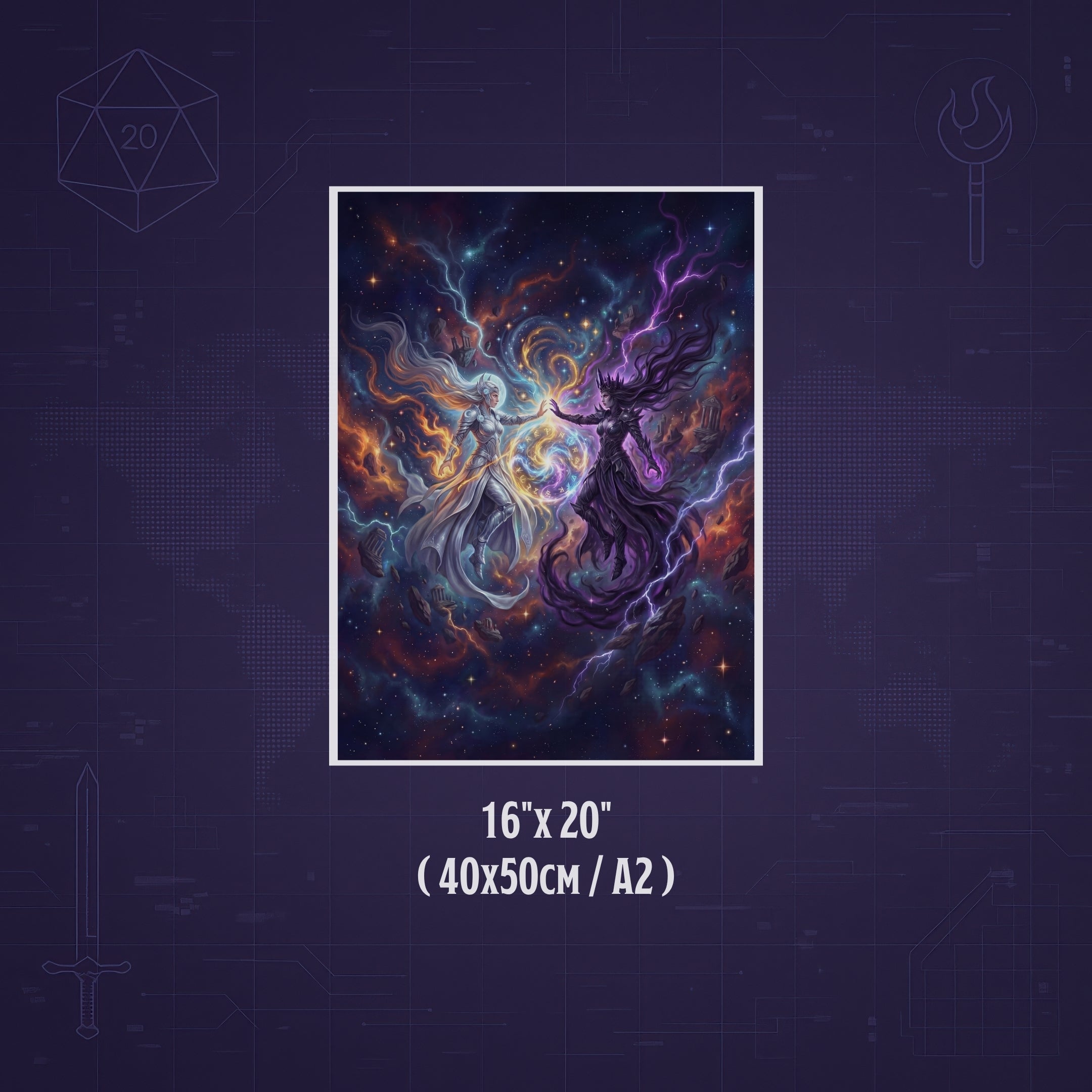 Shar & Selûne – Print de Arte Fantástico Premium | Inspirado en D&D y Faerûn