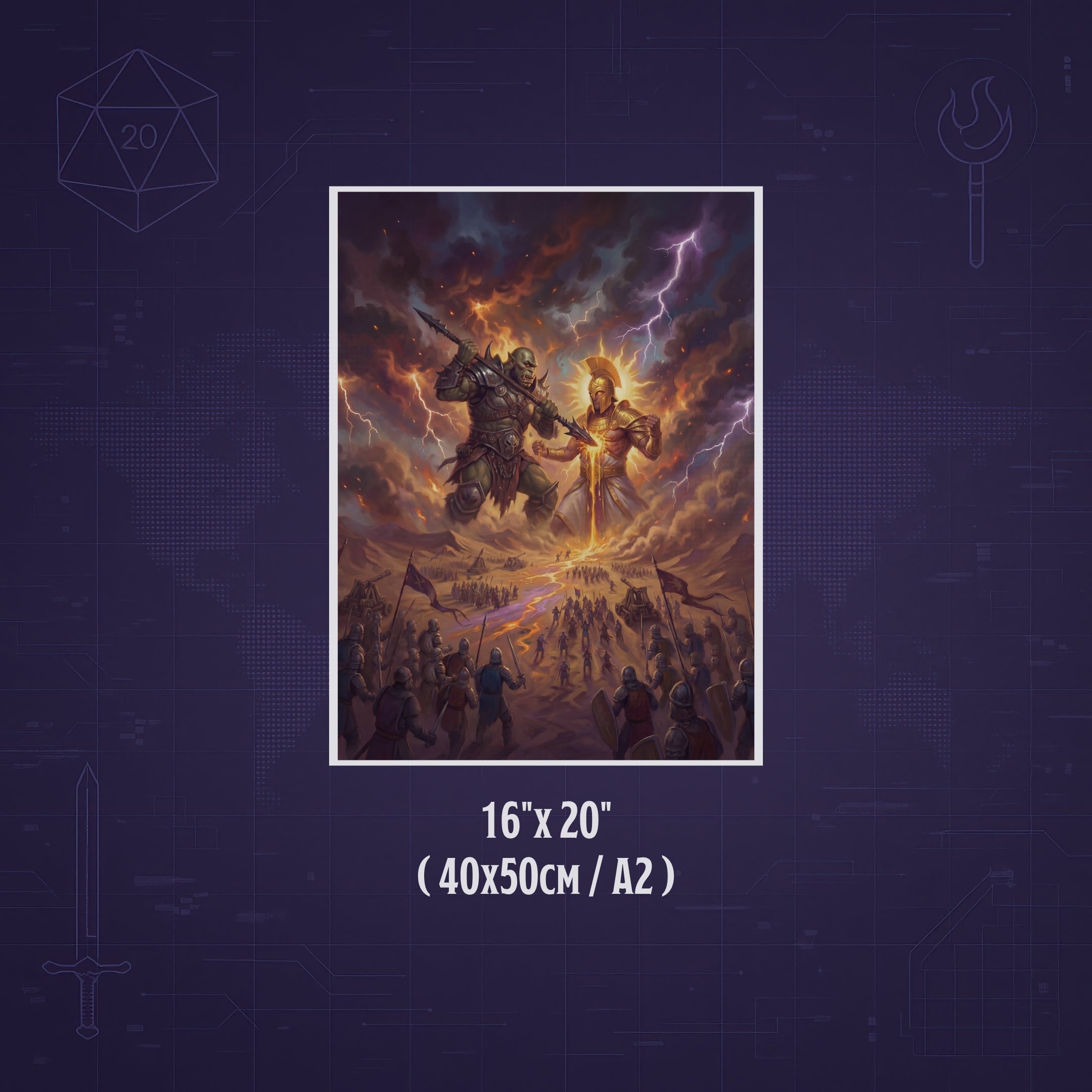 La Batalla de los Dioses – Print de Arte Fantástico Premium | Inspirado en D&D y Faerûn