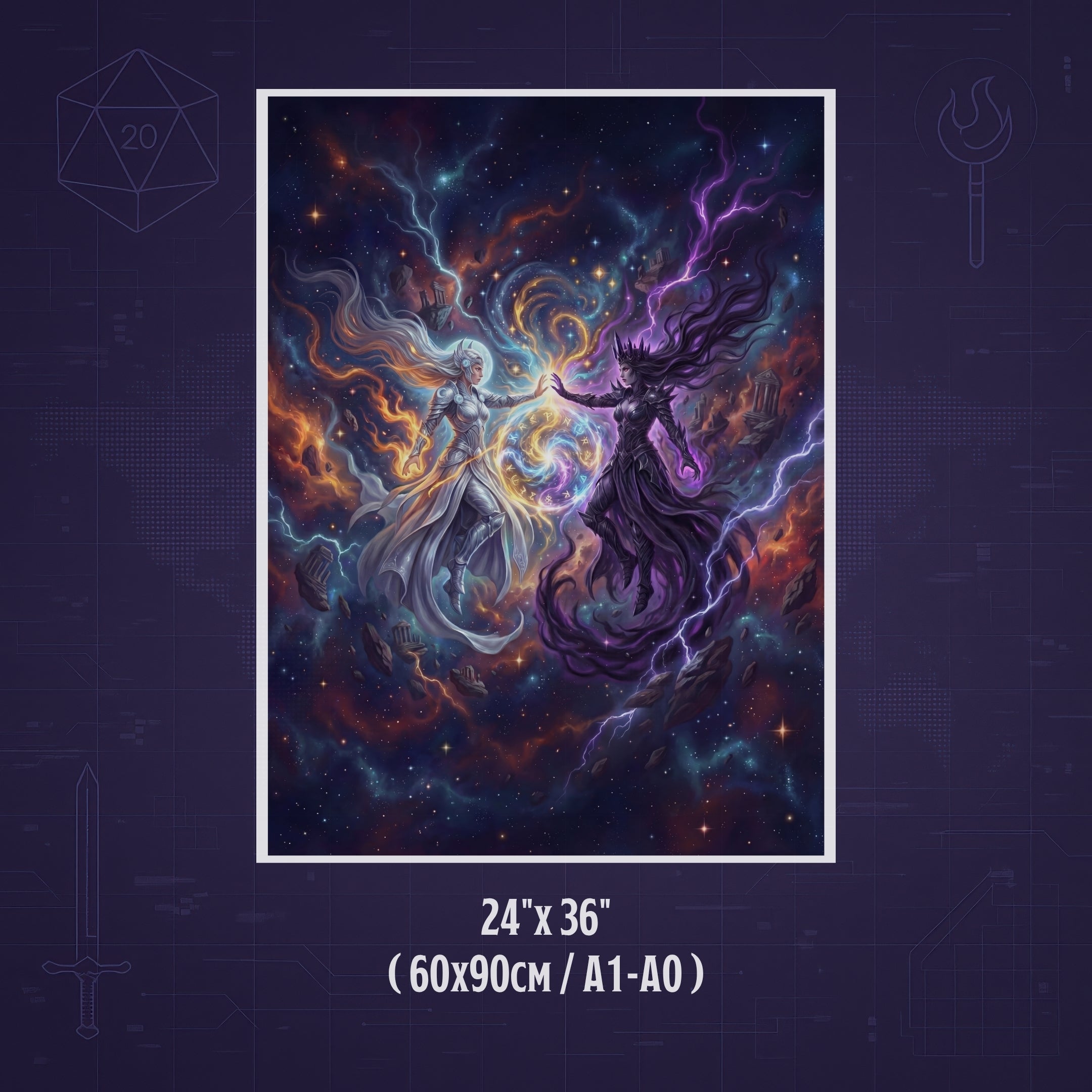 Shar & Selûne – Print de Arte Fantástico Premium | Inspirado en D&D y Faerûn