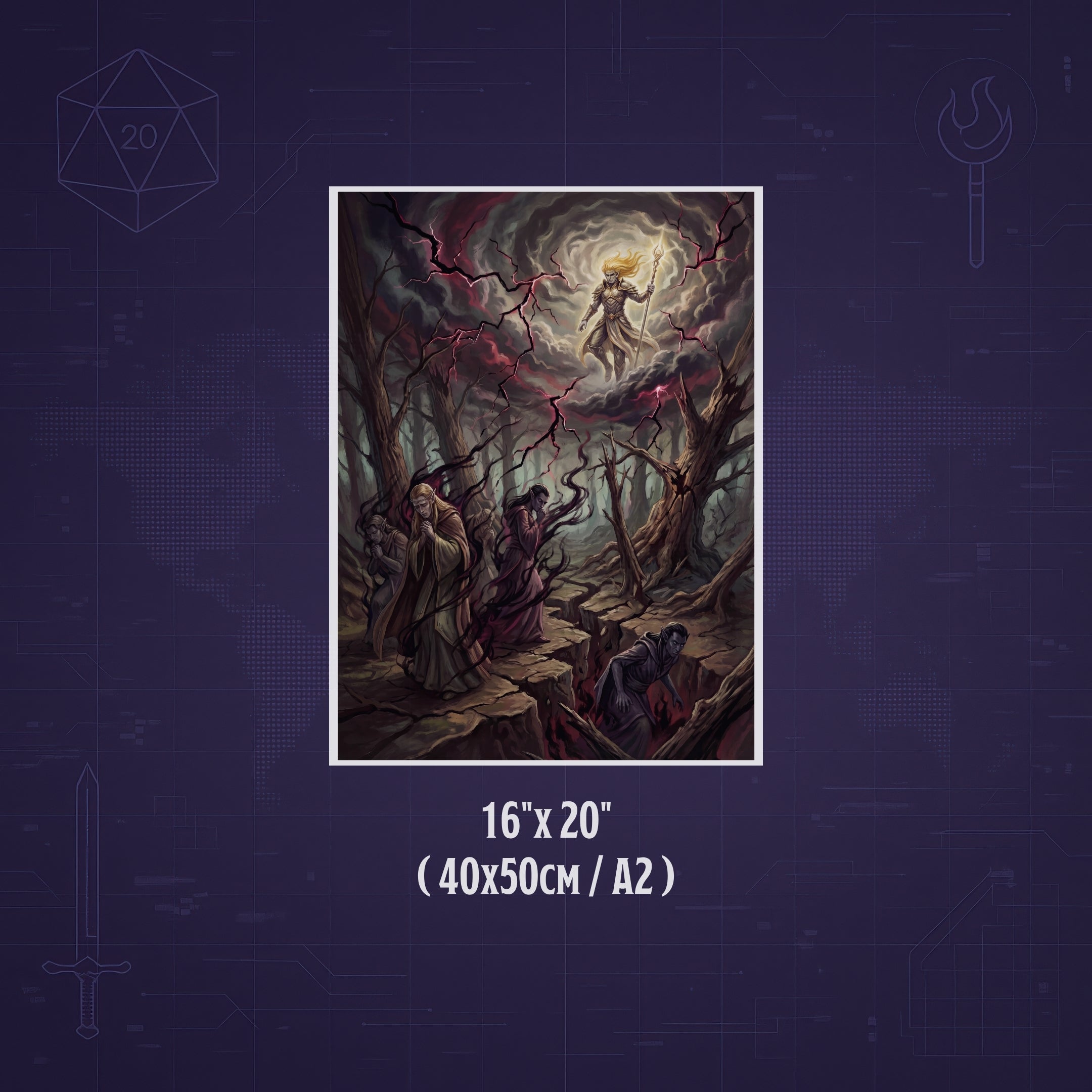 El Oscuro Desastre y el Destierro de los Drow – Print de Arte Fantástico Premium | Inspirado en D&D y Faerûn