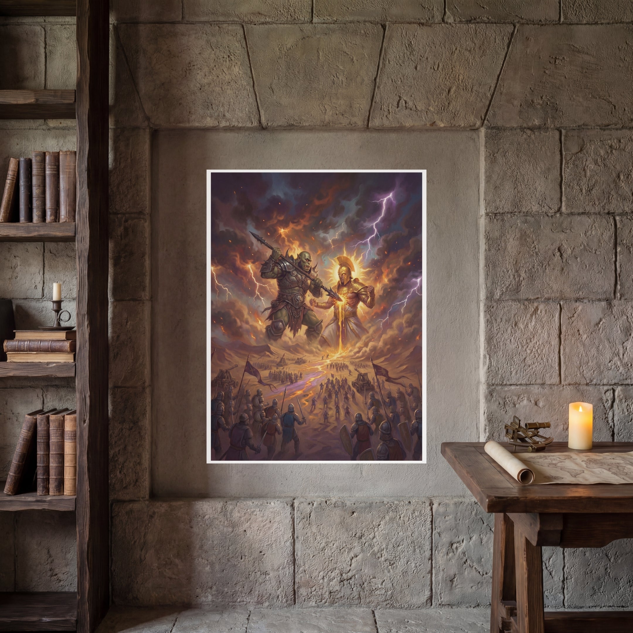 La Batalla de los Dioses – Print de Arte Fantástico Premium | Inspirado en D&D y Faerûn