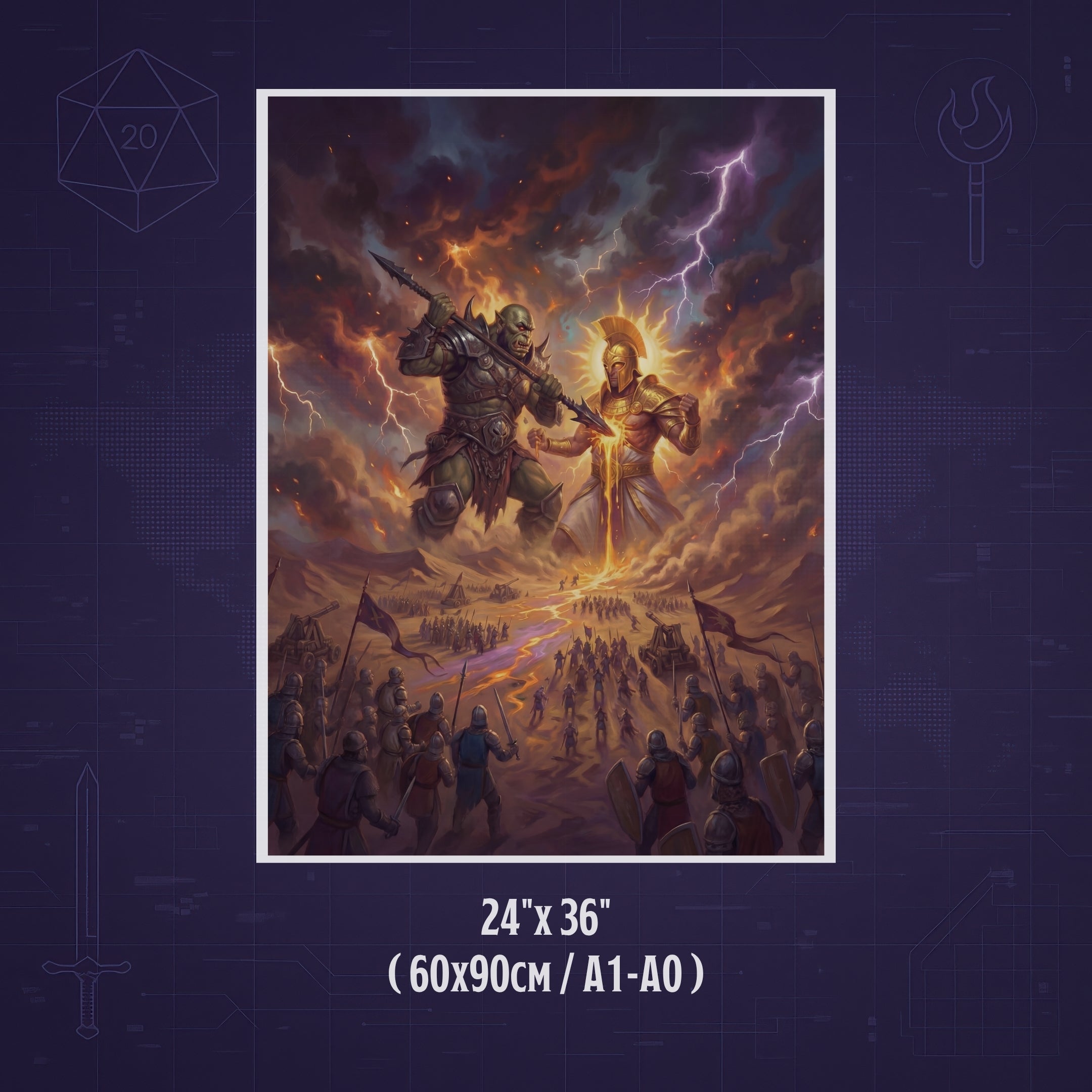 La Batalla de los Dioses – Print de Arte Fantástico Premium | Inspirado en D&D y Faerûn