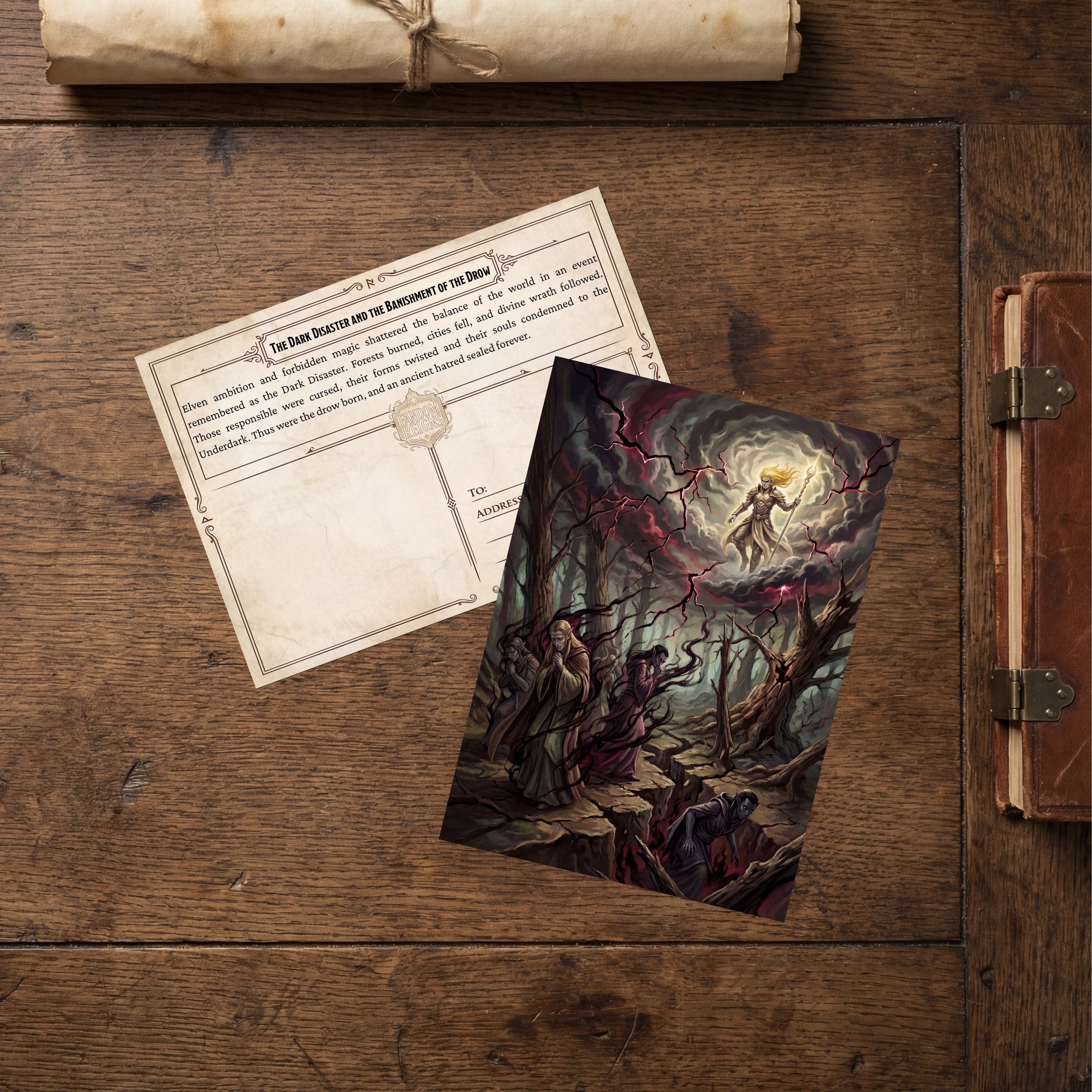 The Dark Disaster and the Banishment of the Drow | Fantasy Postcard
