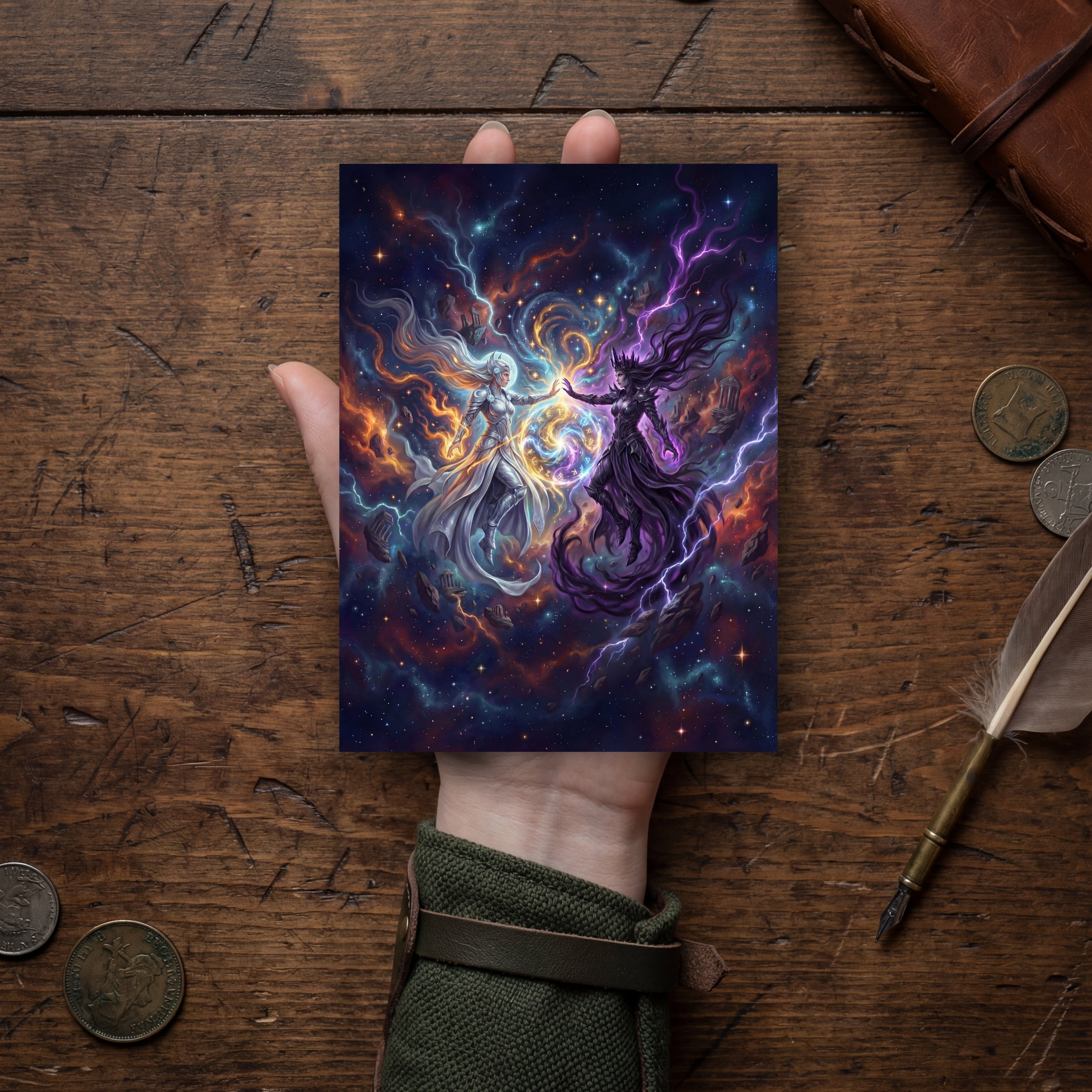 Shar & Selûne - The Dawn of Time | Epic Fantasy Postcard