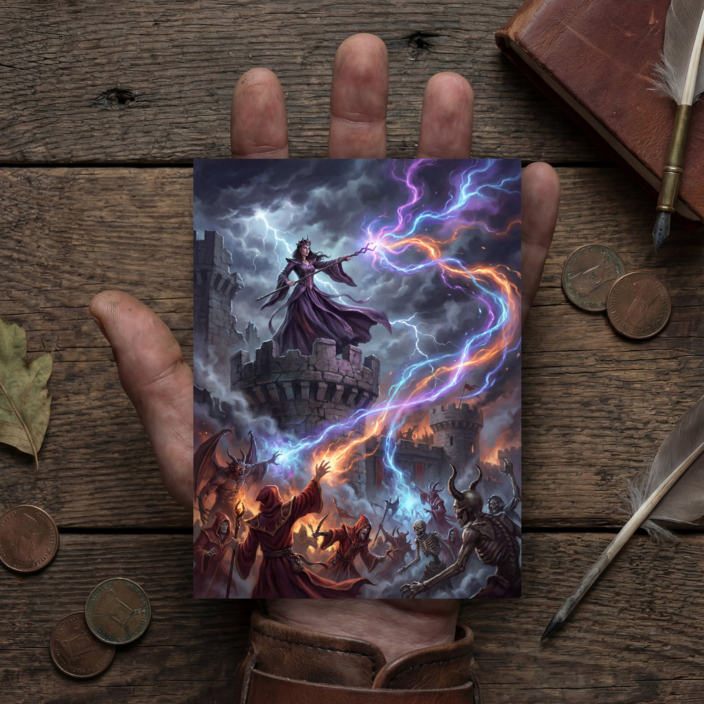 The Simbul defends Aglarond | Epic fantasy postcard