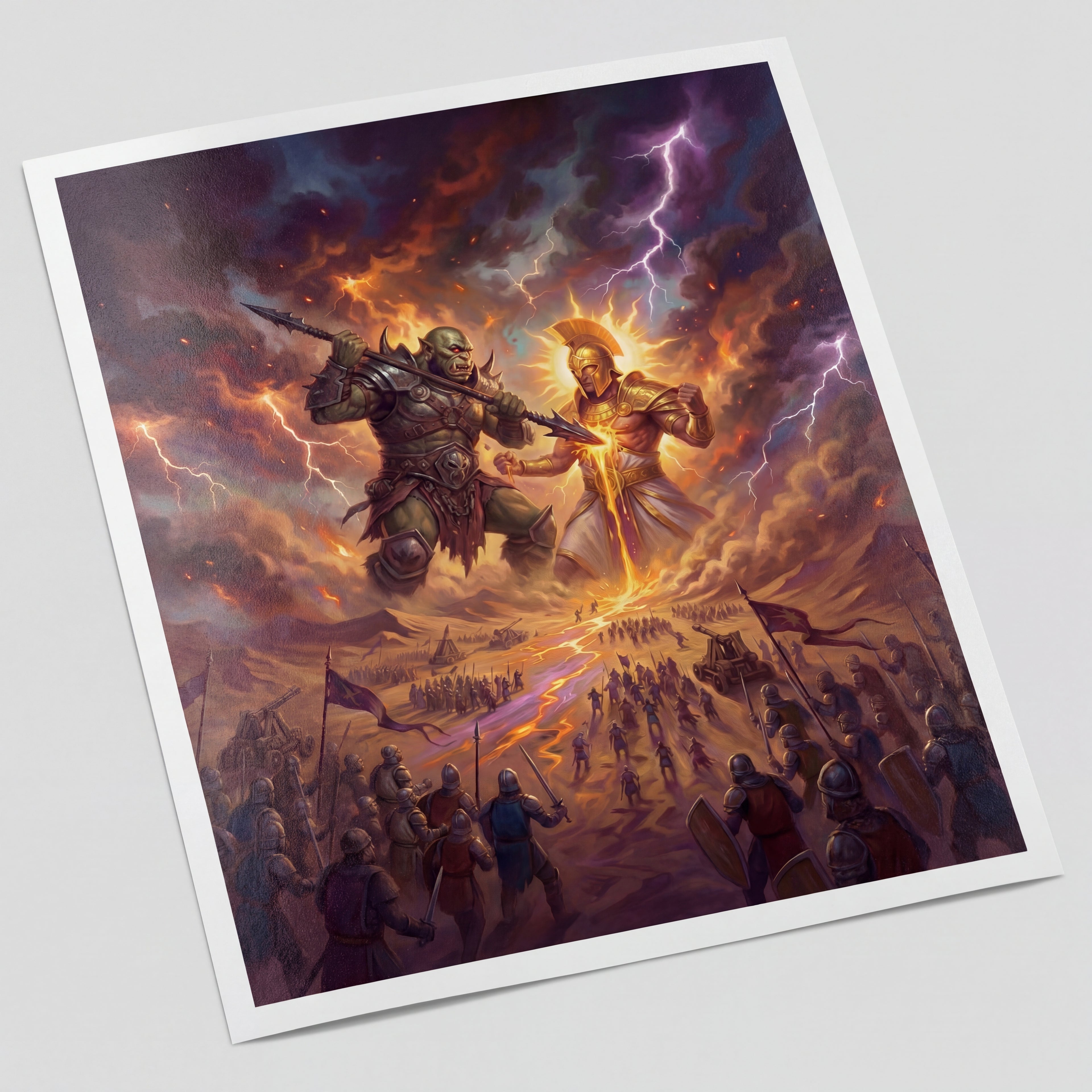 La Batalla de los Dioses – Print de Arte Fantástico Premium | Inspirado en D&D y Faerûn