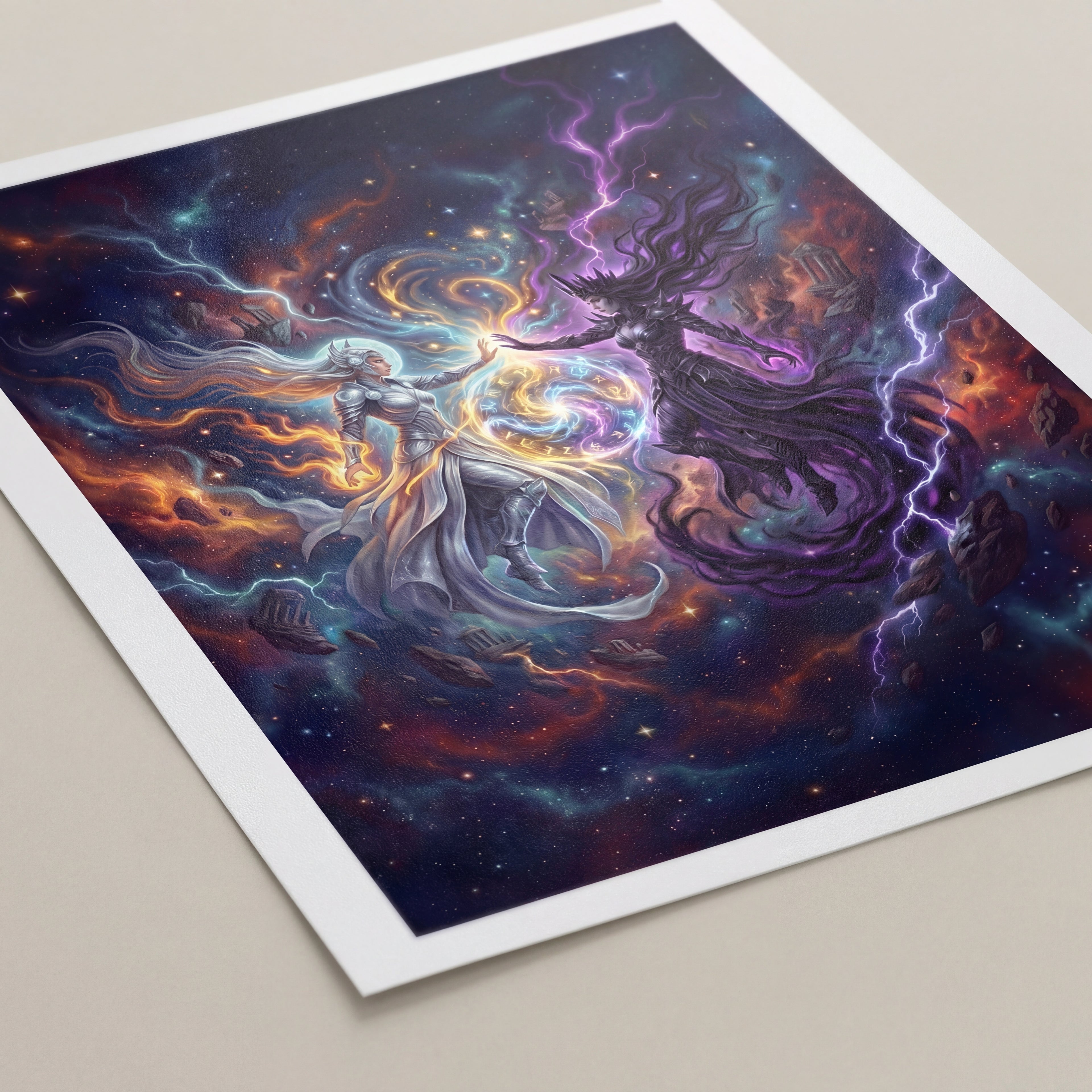 Shar & Selûne – Print de Arte Fantástico Premium | Inspirado en D&D y Faerûn